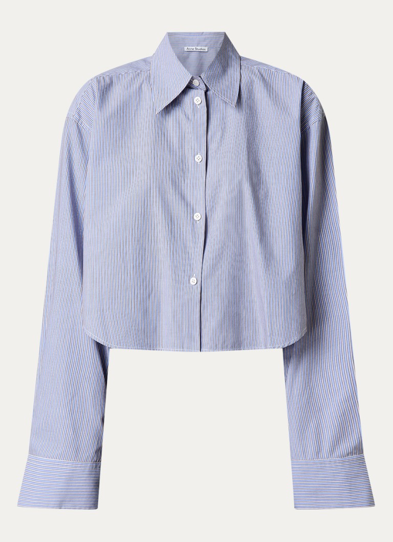 Blusa corta a righe con logo stampato di Acne Studios