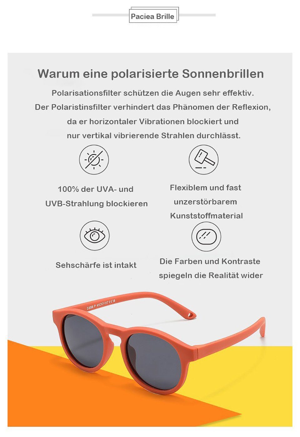 PACIEA Sonnenbrille PACIEA Sonnenbrille Kinder 0-3 Jahre mit Band 100% UV400 Schutz