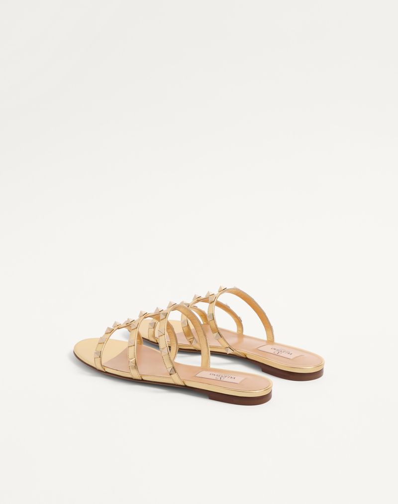 Slide Rockstud-sandal i lamineret nappa