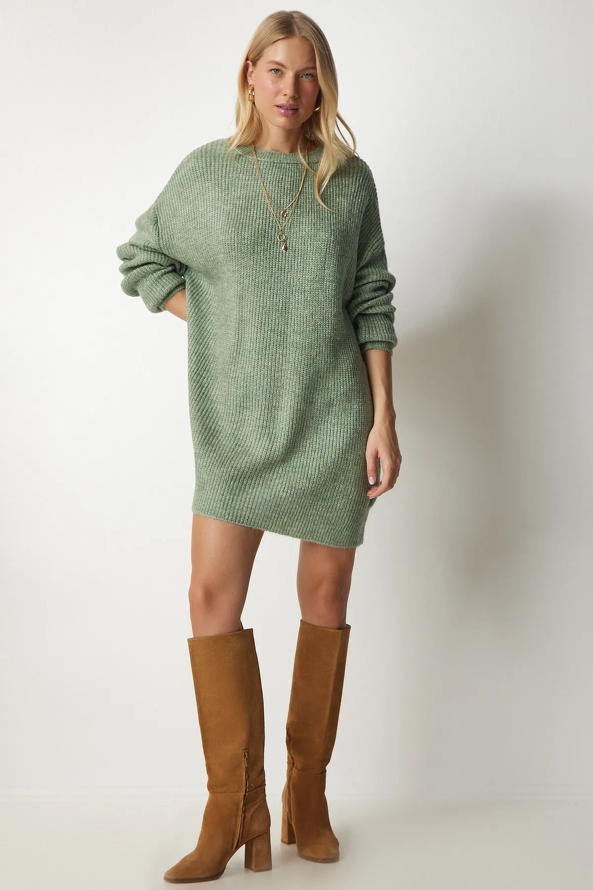 Happiness İstanbul  Pullover - Grün - Oversized