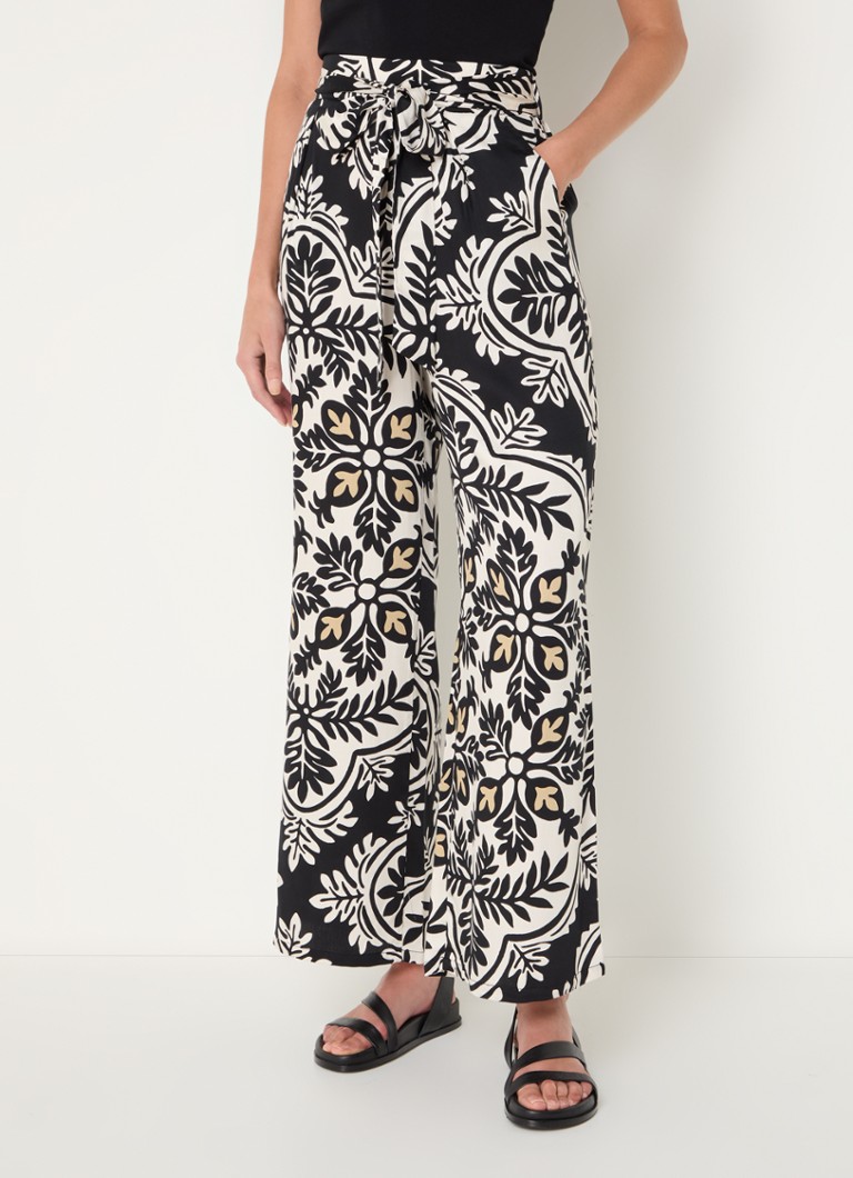 Benetton high-waist loose-fit trousers with print and side pockets