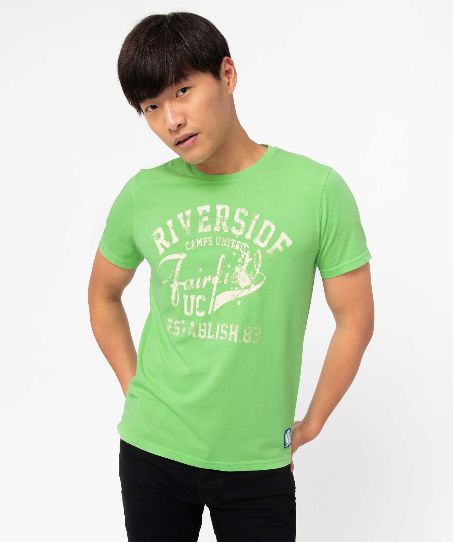 Tee-shirt homme à manches courtes avec inscription - Camps ... vert clair | GEMO