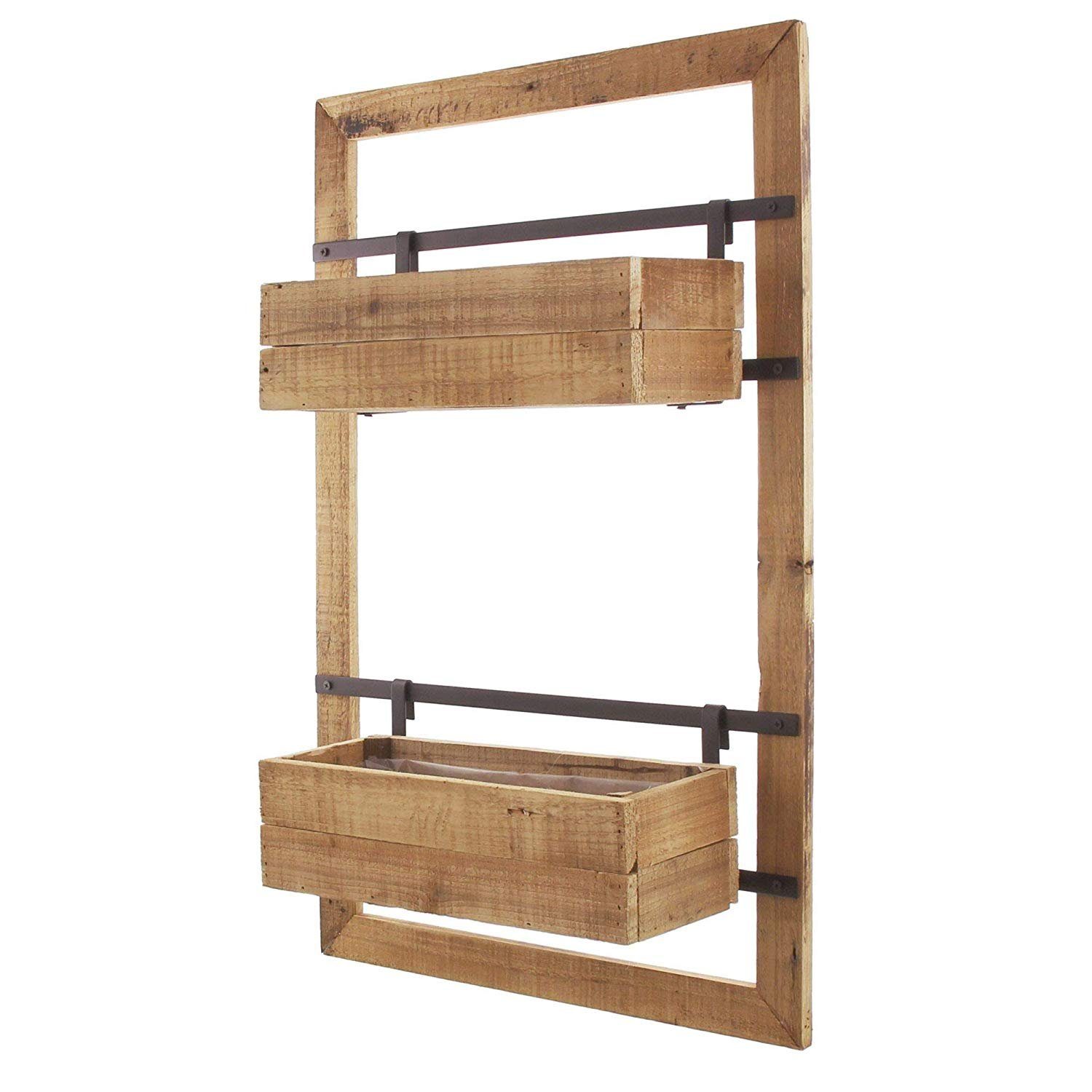Dekoleidenschaft Blumenkasten Wandpflanzer Industrial aus Holz, mit 2 Blumenkästen, für Indoor & Outdoor