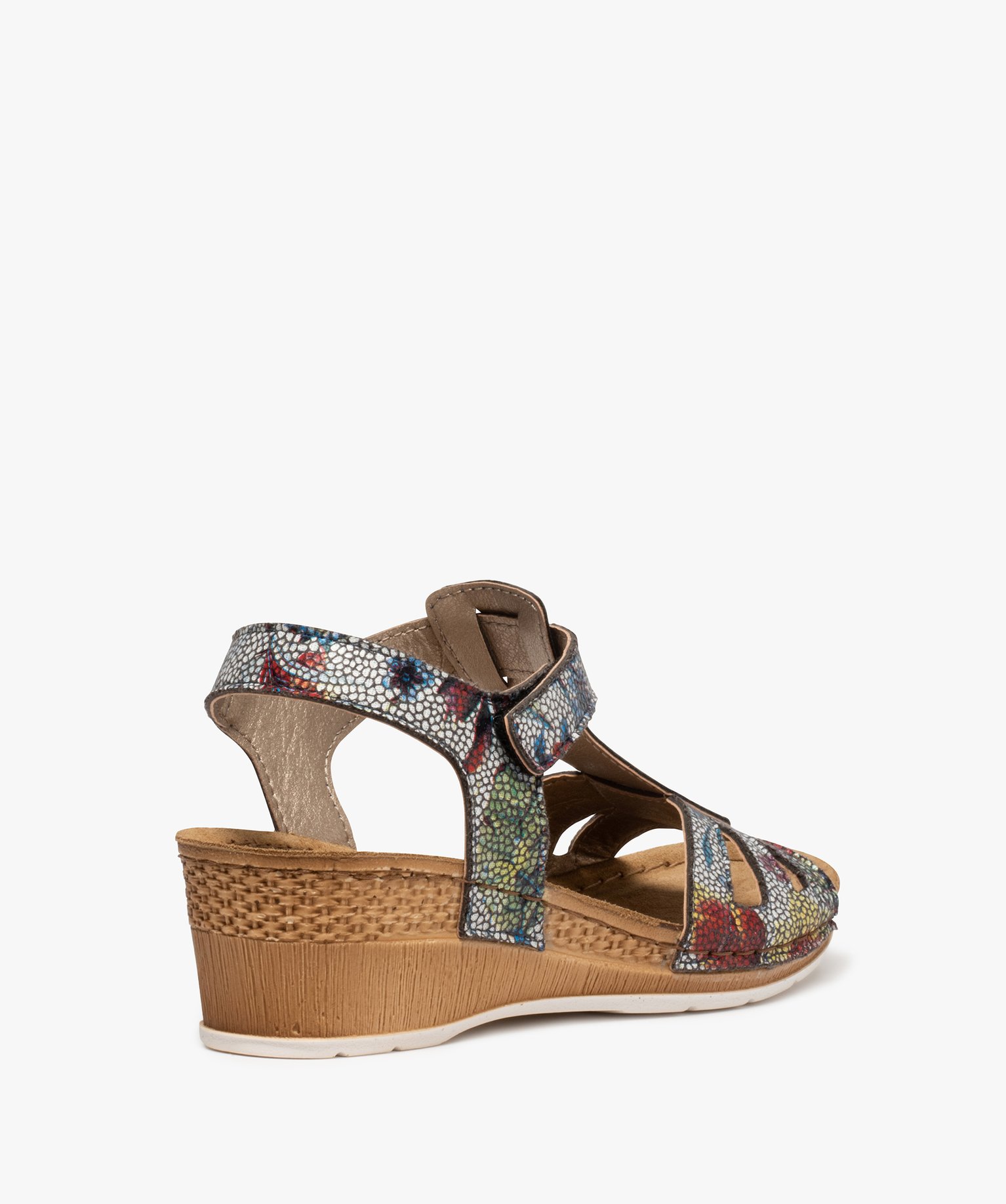 Sandales femme confort dessus multicolores finitions strass bleu | GEMO
