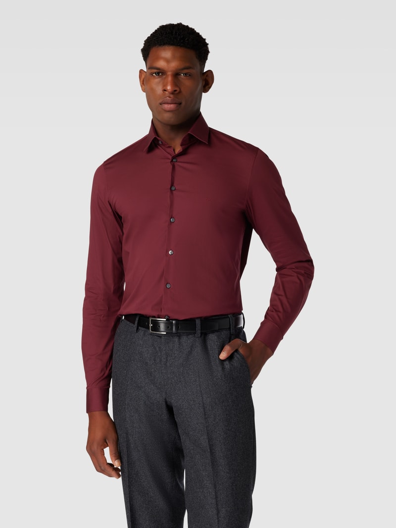 Slim Fit Business-Hemd mit Kentkragen Modell 'Bari' in bordeaux rot