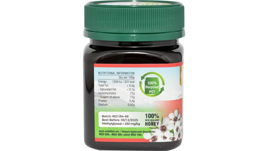 HOYER TranzAlpine Bio Manukahonig MGO 250+ 250 g