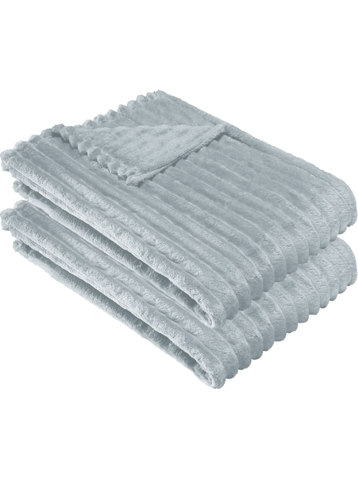 Erwin Müller Fleece, Microfaser Wohndecke 2er-Pack Aosta in silbergrau günstig kaufen