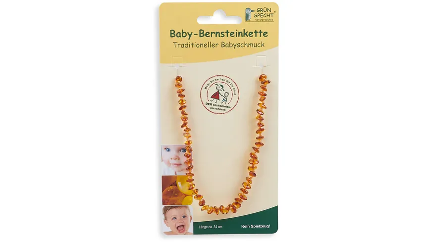 Grünspecht Baby-Bernsteinkette, Flachbarock, sortiert