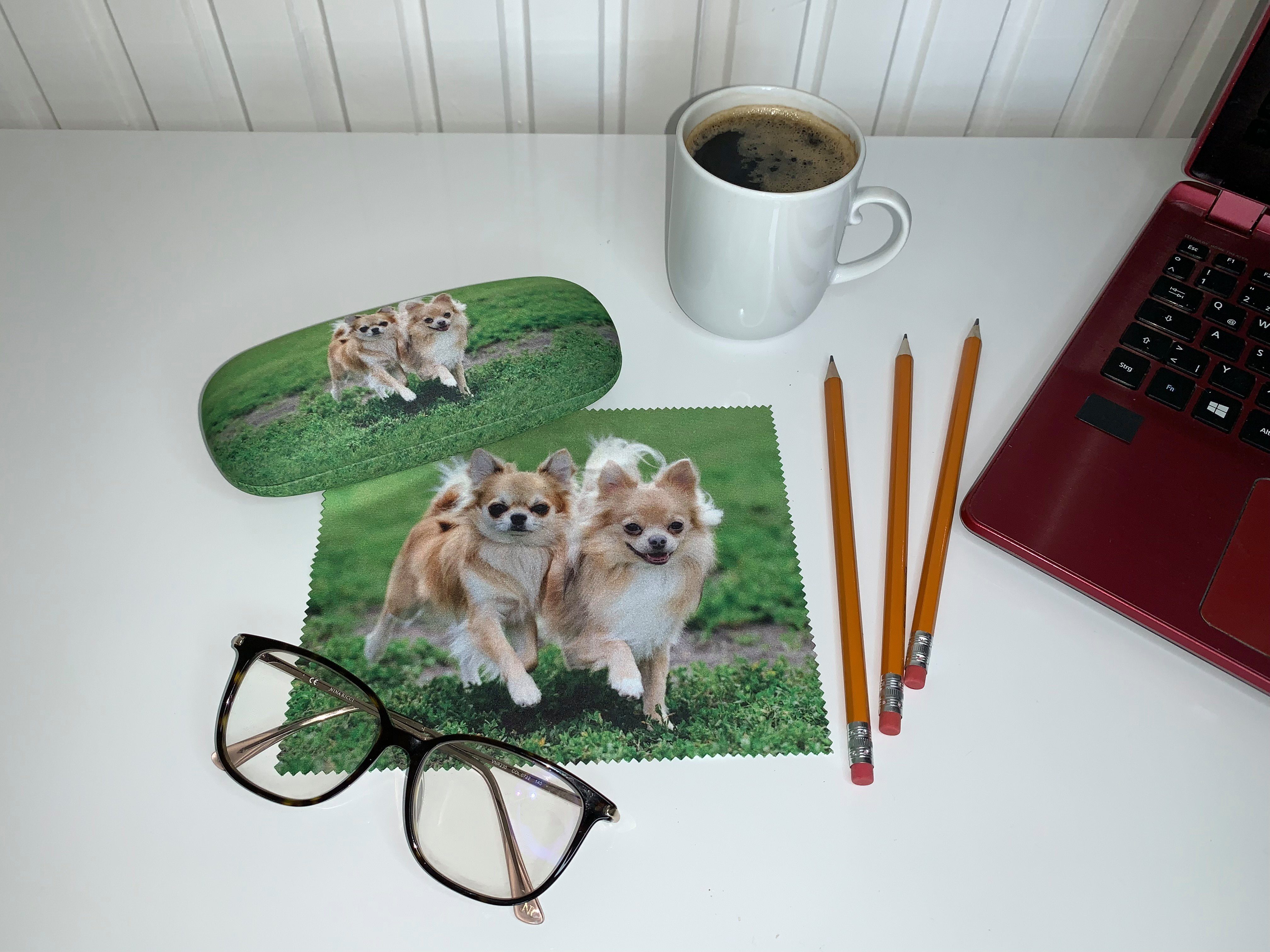 von Lilienfeld Brillenetui Brillenetui Chihuahuas Hund Motiv Hardcase, stabiles mit Mikrofaser bezogenes Hardcase