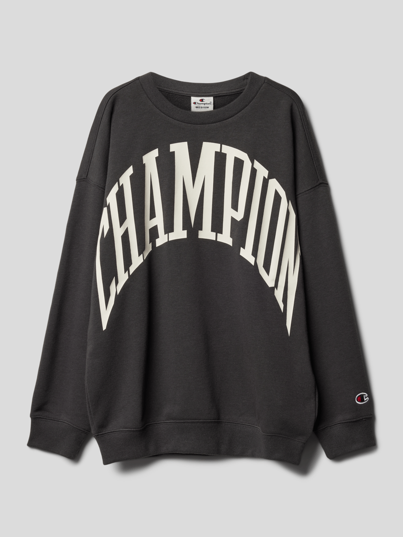 Sweatshirt mit Label-Print Modell 'Rochester' in graphit