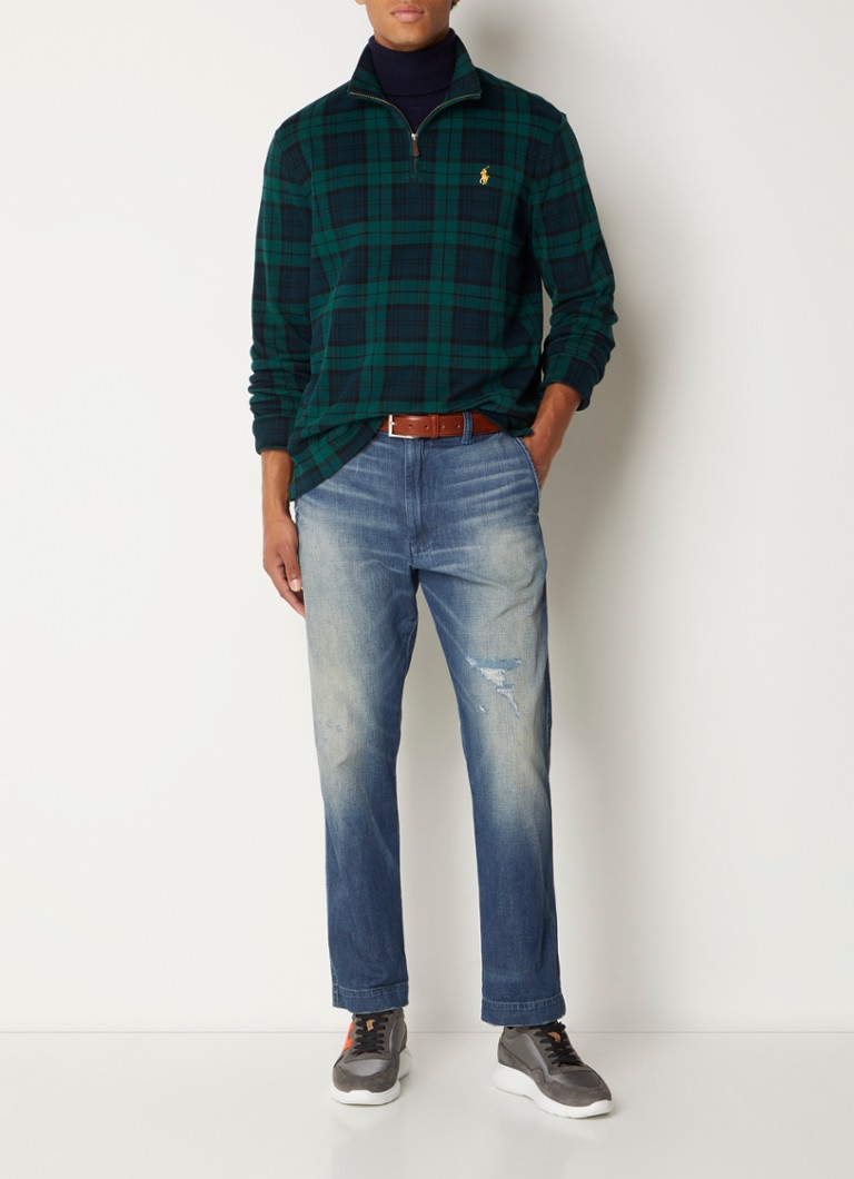 Πουλόβερ Ralph Lauren με μισό φερμουάρ και καρό σχέδιο