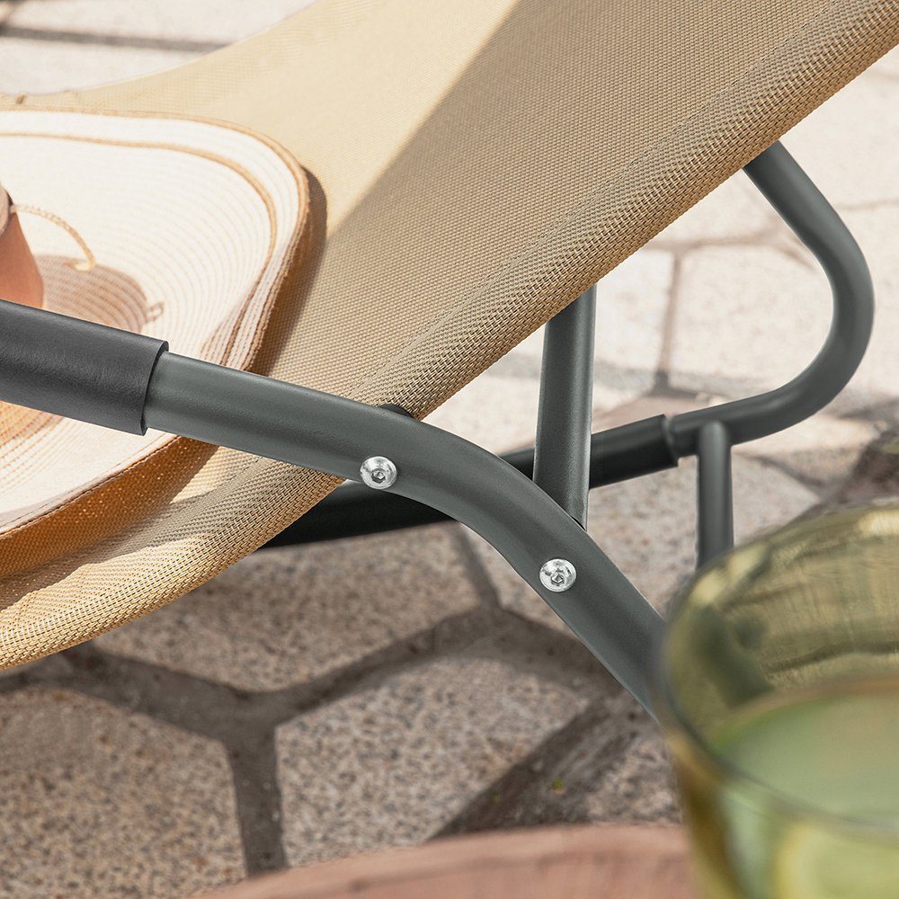SoBuy Gartenliege OGS47, Schaukelliege Garten Sonnenliege mit Seitentasche Relaxstuhl Liegestuhl Schwingliege