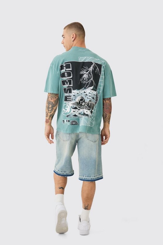 Oversize T-Shirt mit Skelett-Print