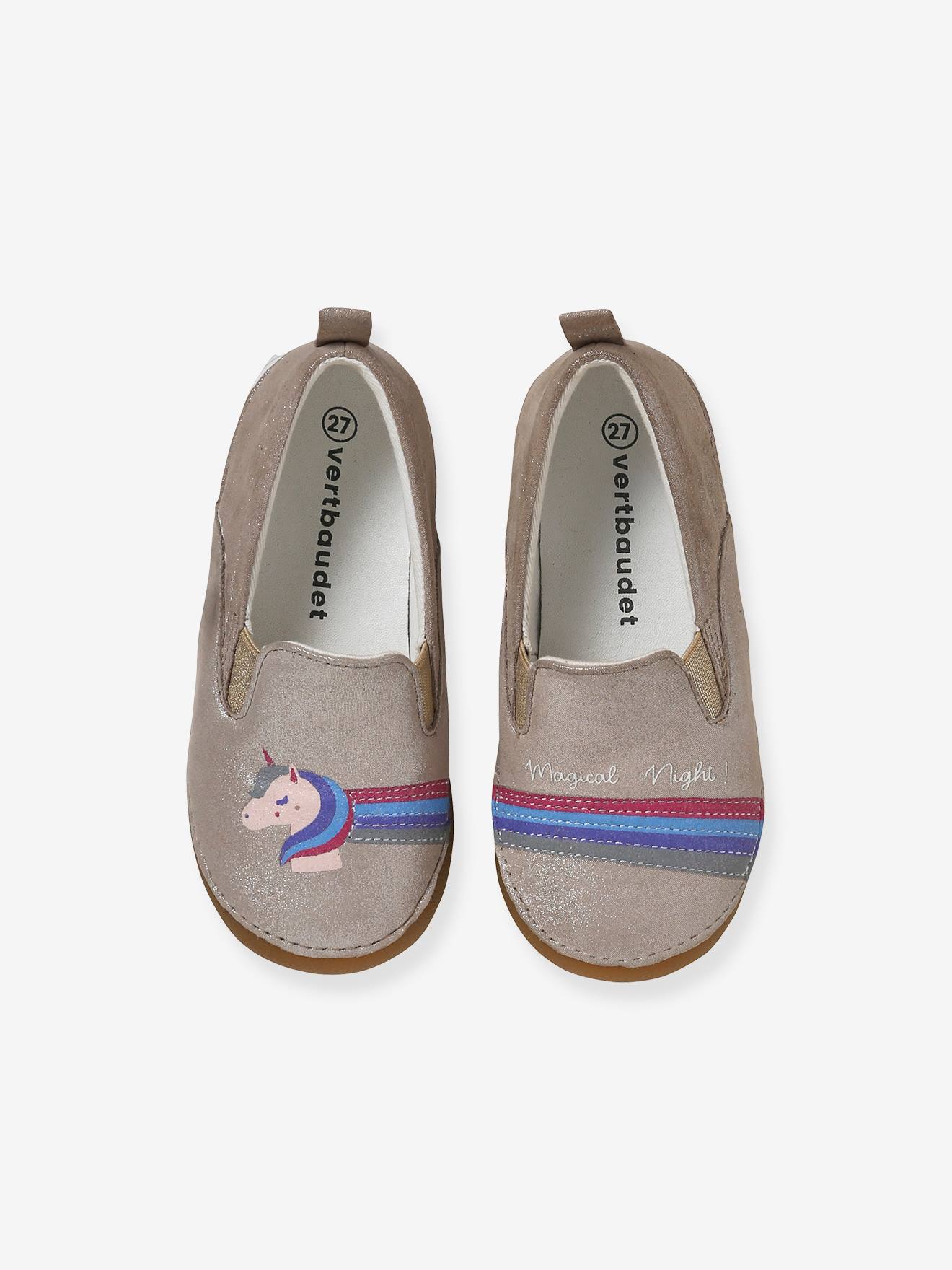 Vertbaudet Kinder Hausschuhe - beige glanzeffekt