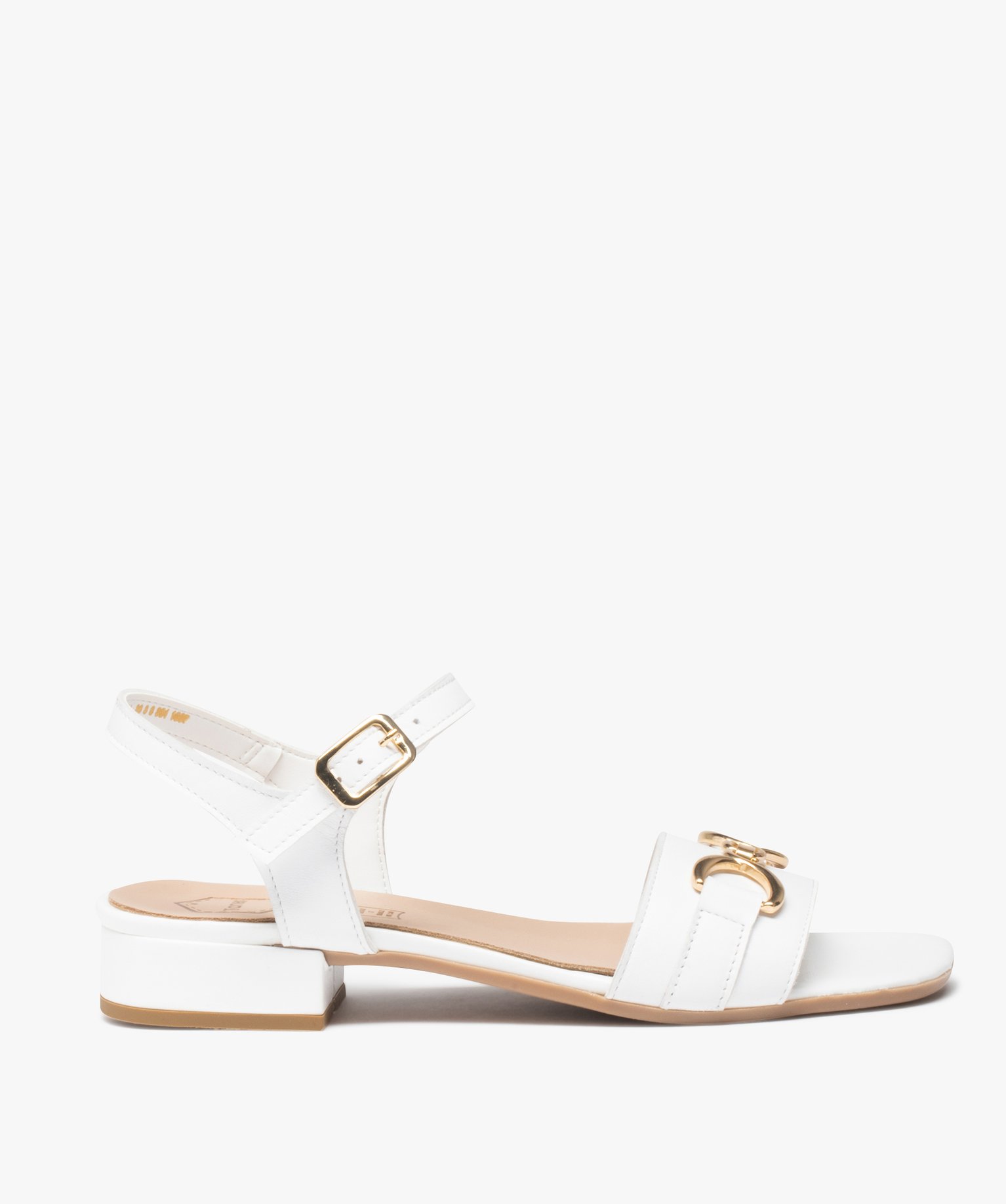 Nu-pieds femme unis à talon plat et bride à chane blanc | GEMO