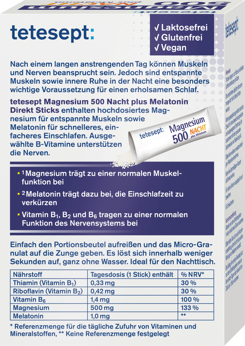 Magnesium Nacht plus Melatonin Direkt Sticks 20 St, 36 g