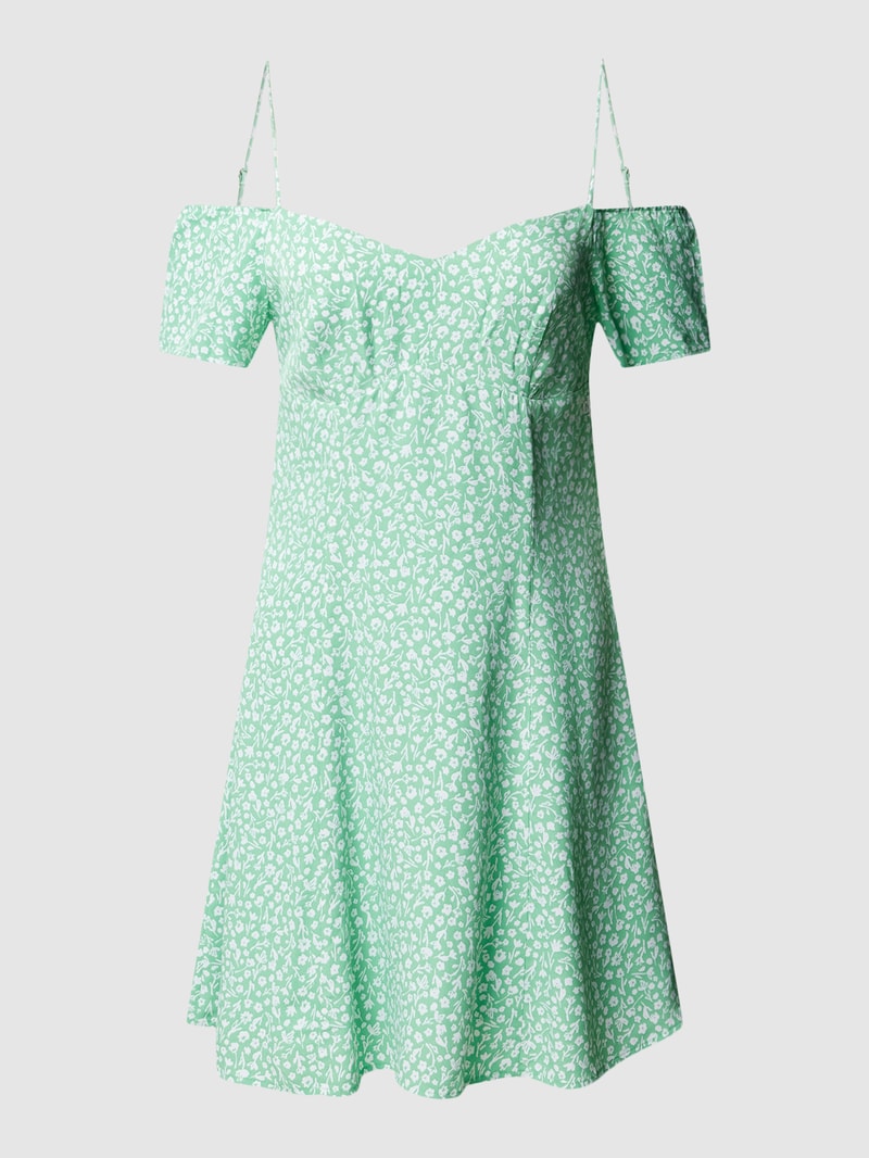 Off-Shoulder-Kleid mit Label-Stitching in mint