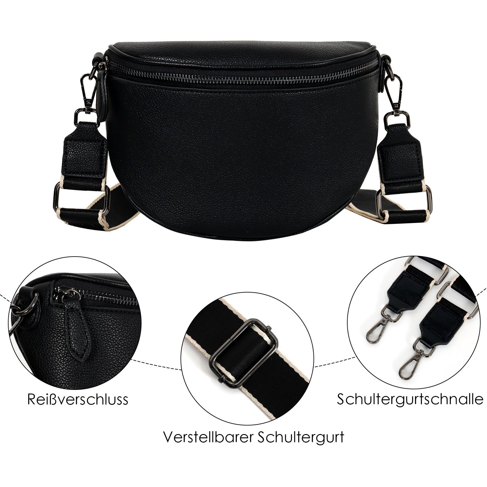 TAN.TOMI Schultertasche Damen Bauchtasche Gürteltasche Umhängetasche Crossbody-Bag Hüfttasche, als Schultertasche tragbar mit Verstellbare Schultergurte