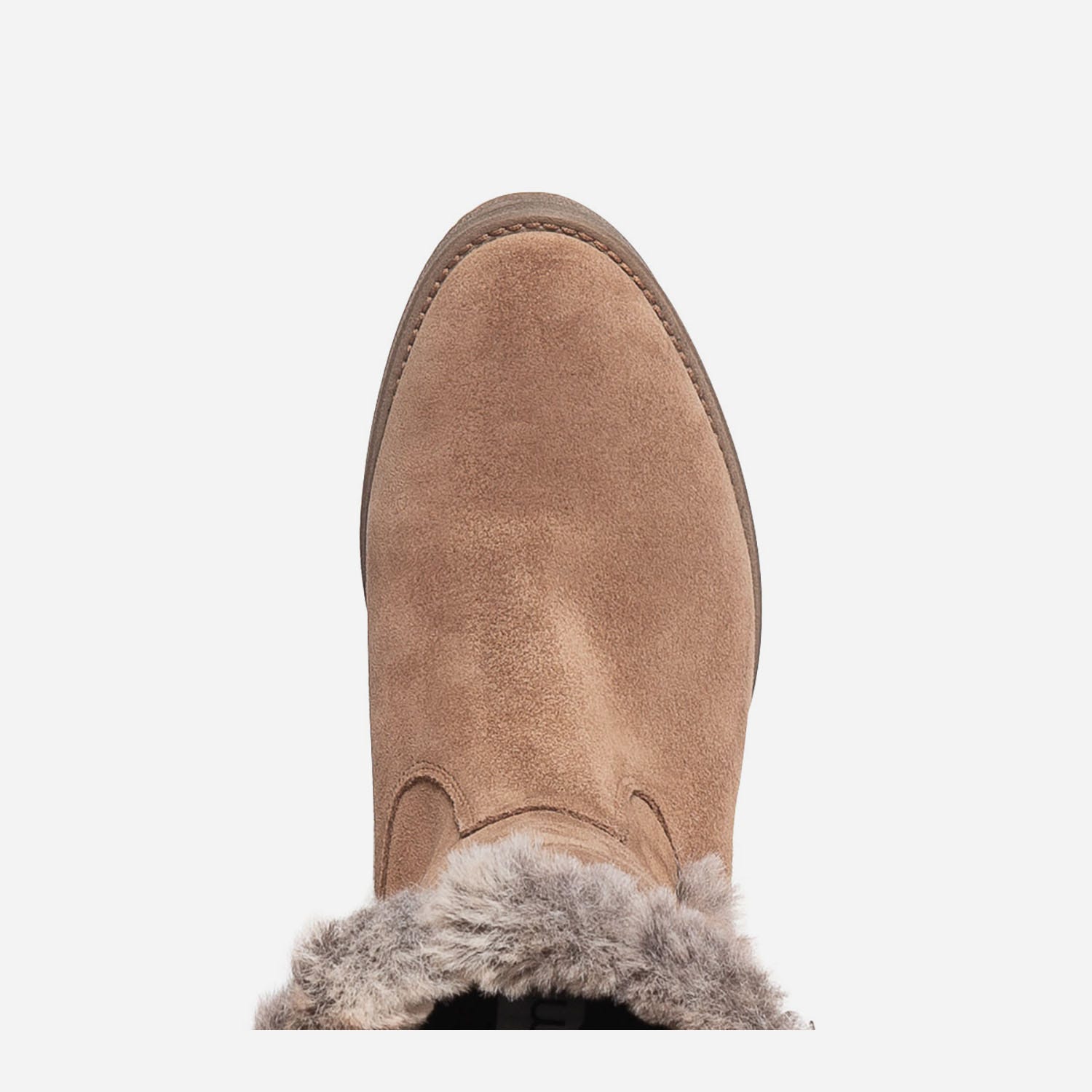 Botte camel fourrée en cuir velours