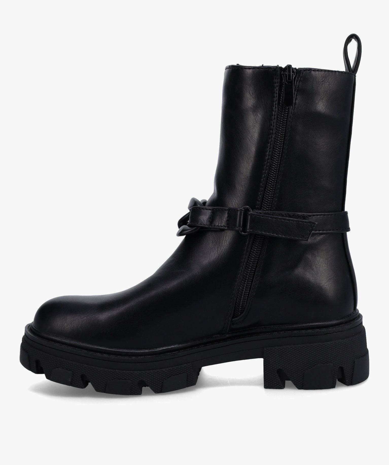 Boots femme à semelle crantée et chaine décorative – Cl... noir | GEMO