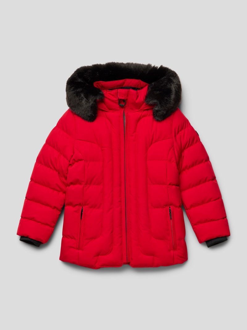 Funktionsjacke mit Kunstfellbesatz Modell 'Belvitesse' in rot
