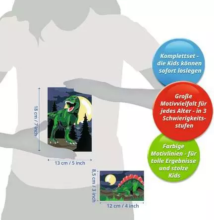 CreArt Atelier Dinosaurier - Malen nach Zahlen für Kinder ab 7 Jahren