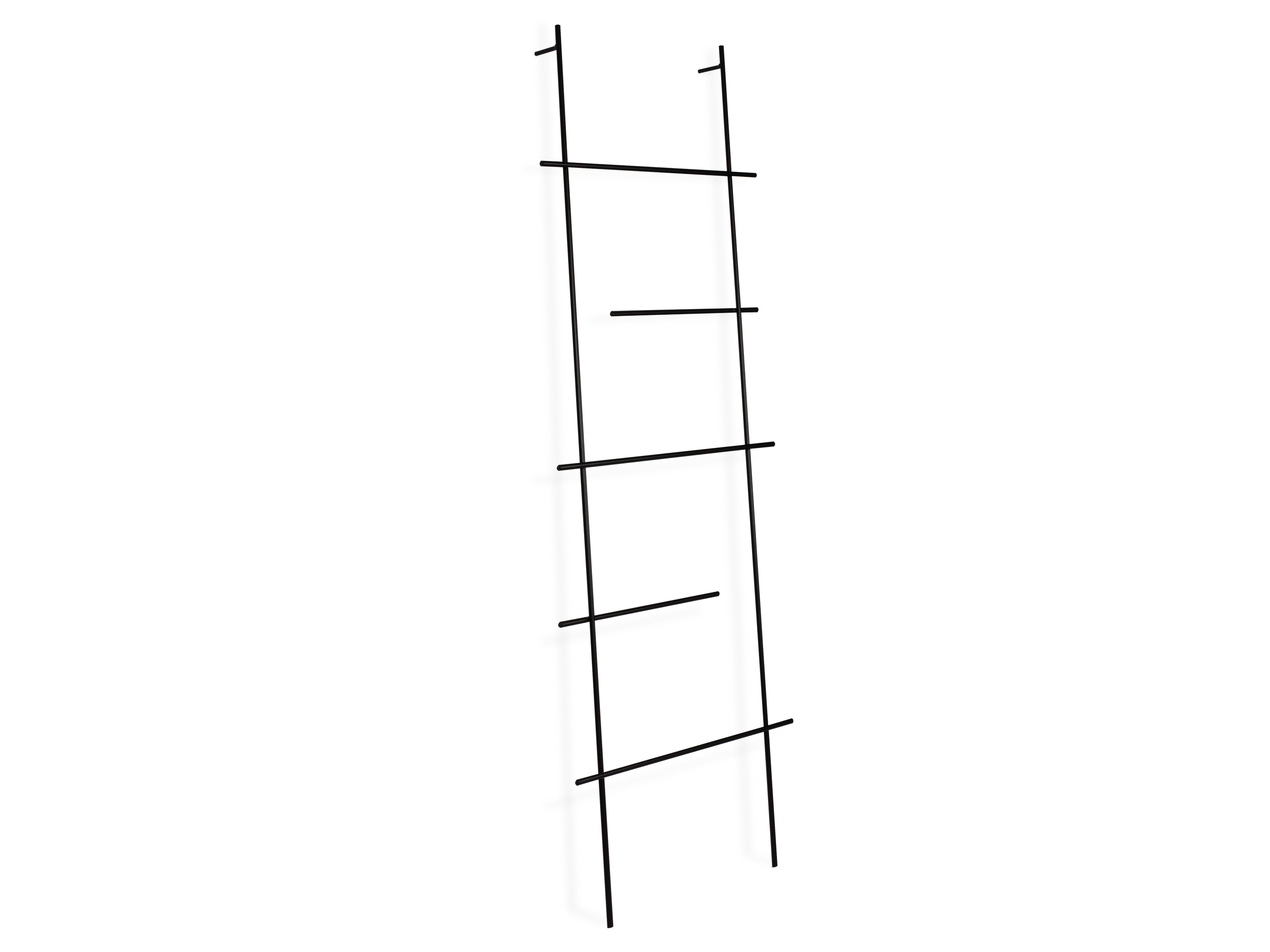 kommod Leiterregal ENDRA, Kleiderleiter, Handtuchleiter – 180 x 60 x 8,5 cm – Metall schwarz