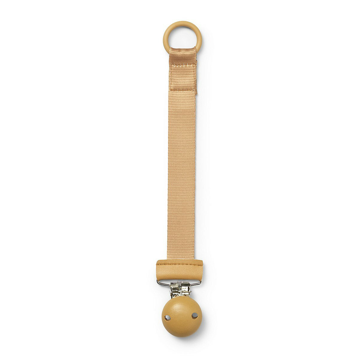 Schnullerband mit Holzdetail Gold Schnullerketten