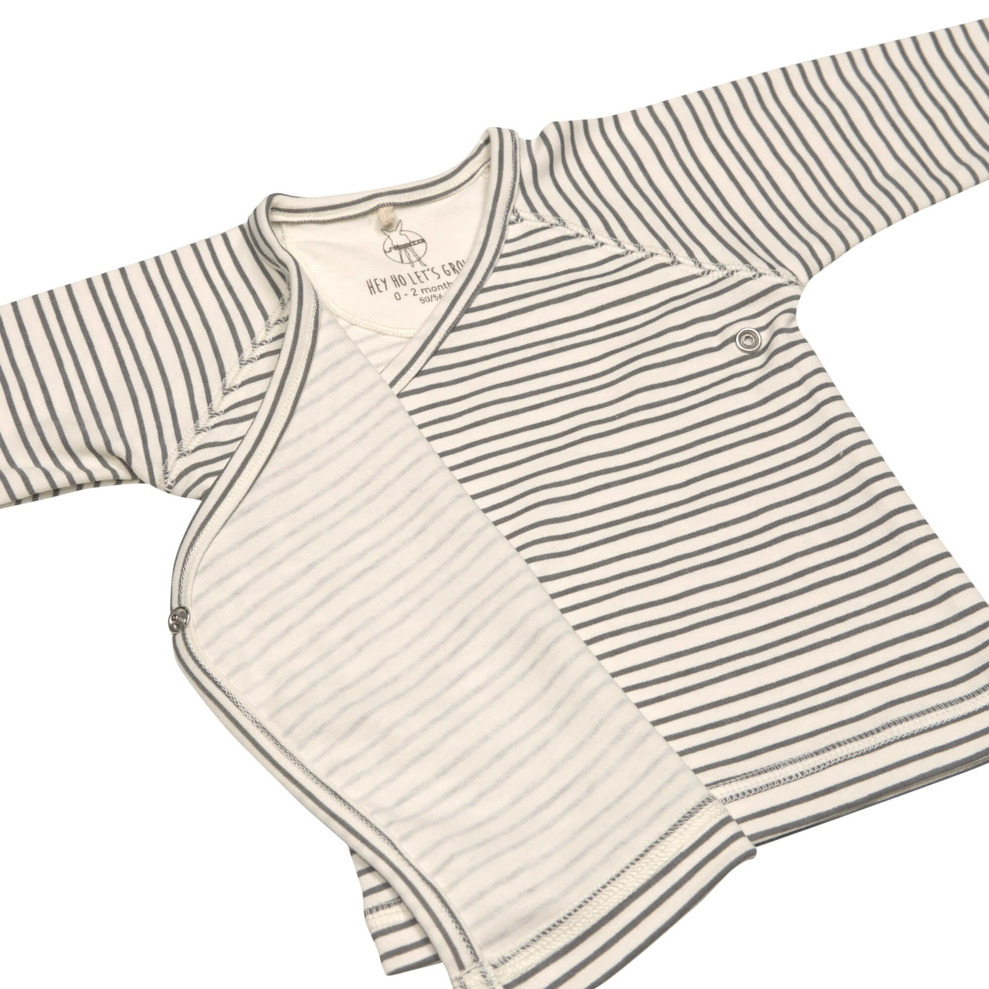 Baby Wickelshirt - Bio Baumwolle, Striped, Grau