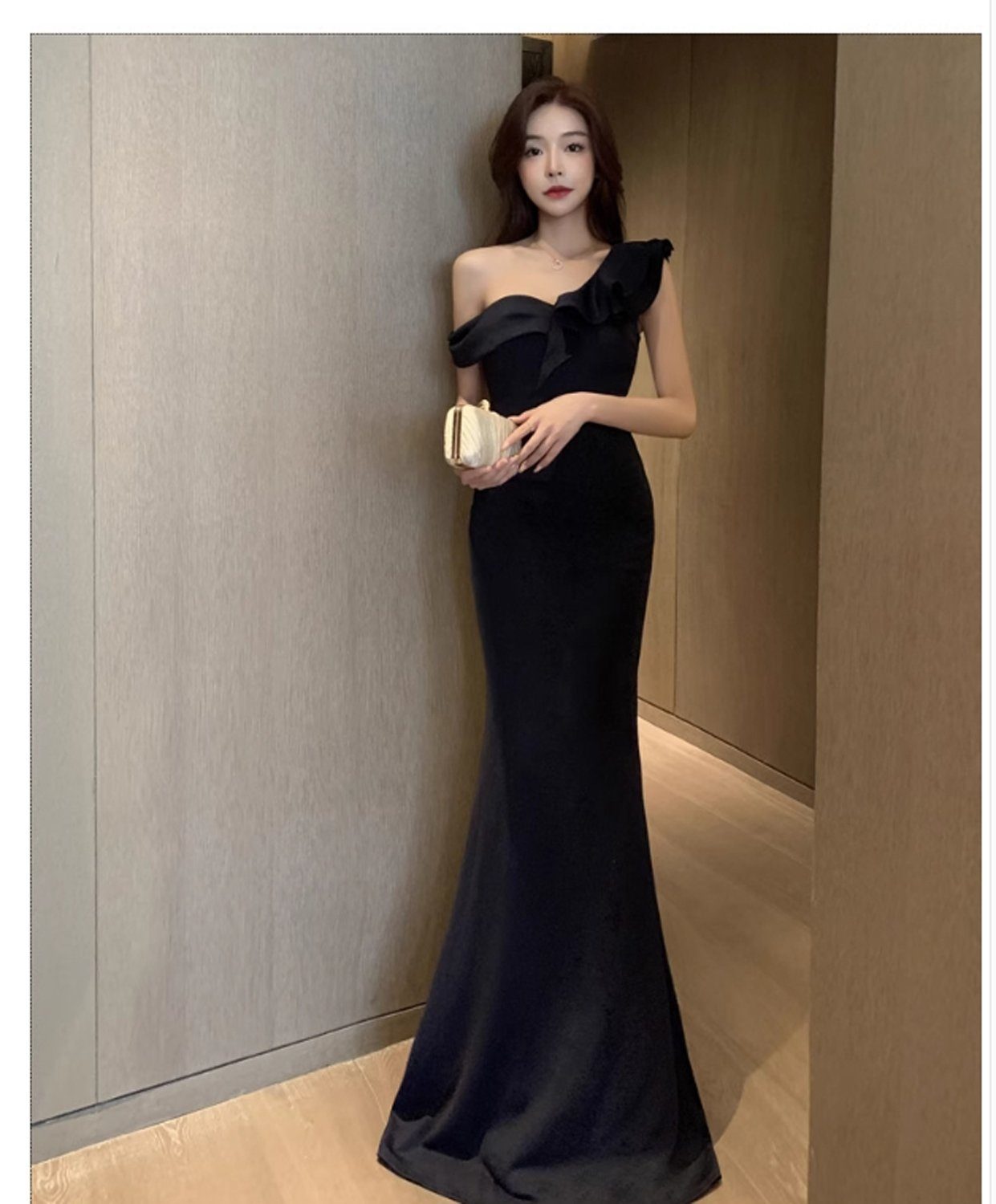 aikidio Stillkleid Unregelmäßiges, schmales One-Shoulder-Abendkleid