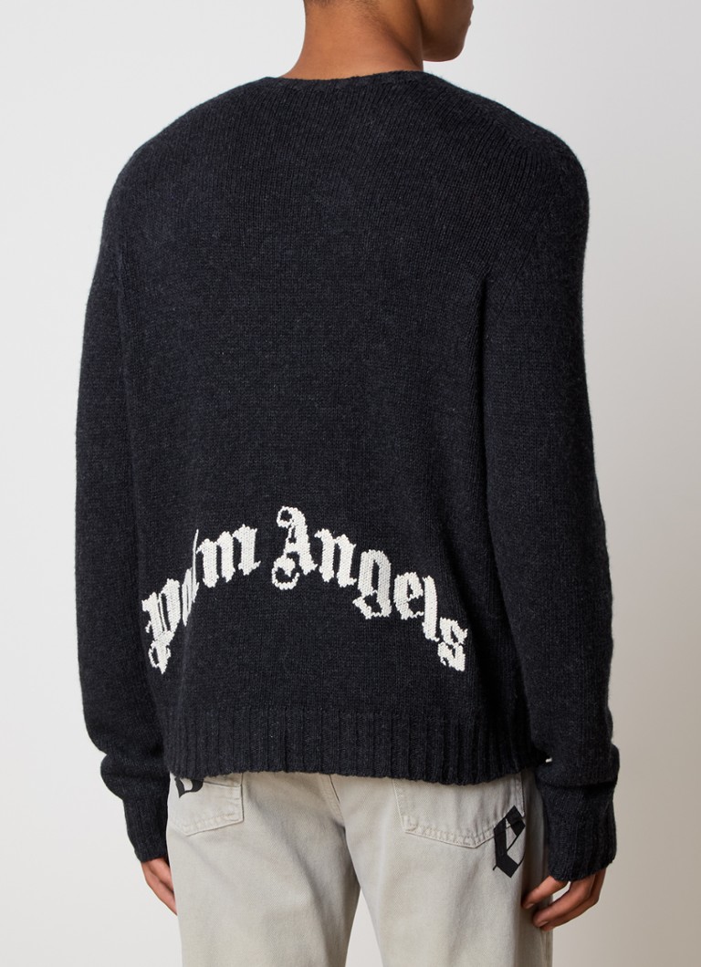 Palm Angels Fine-knit pullover in cashmere blend with knitted-in logo