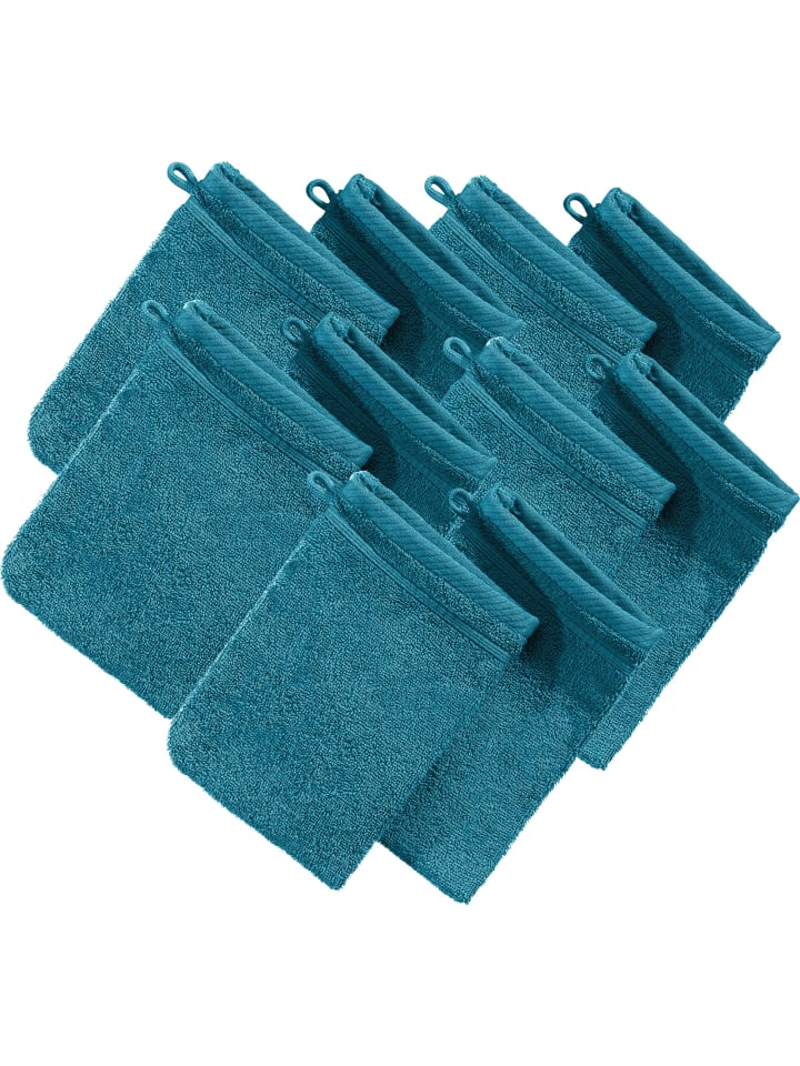 Erwin Müller Frottier Waschhandschuh 10er-Pack Heidelberg in petrol günstig kaufen 15 x 21 cm