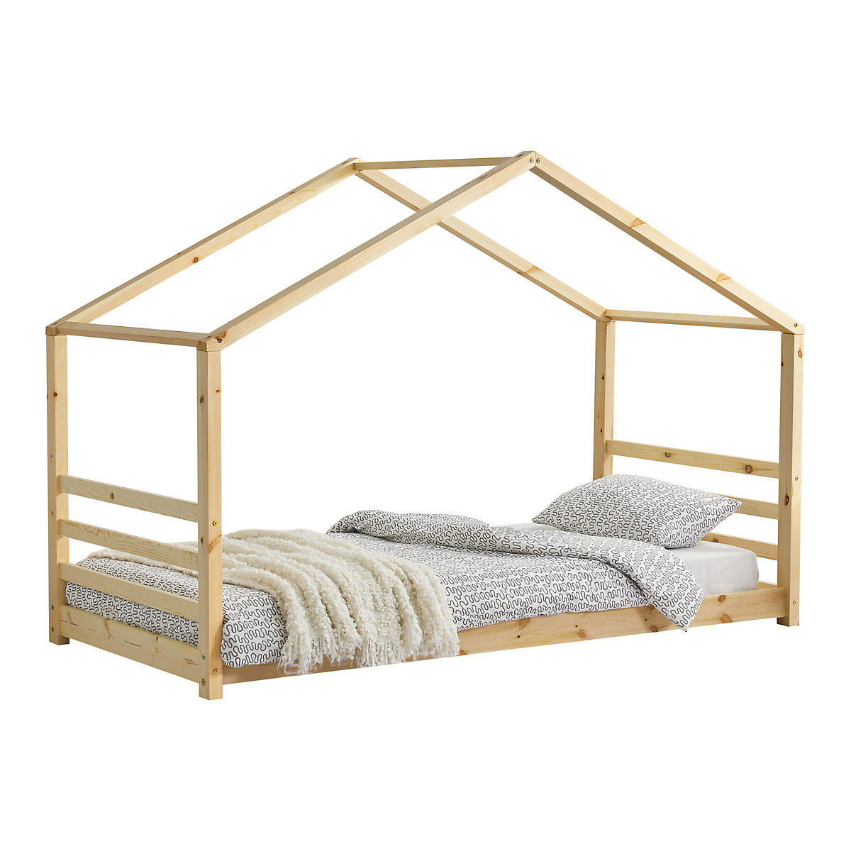 Kinderbett mit Lattenrost Hausbett Holz Weiß Bettenhaus Bett Jugendbett in verschiedenen Größen