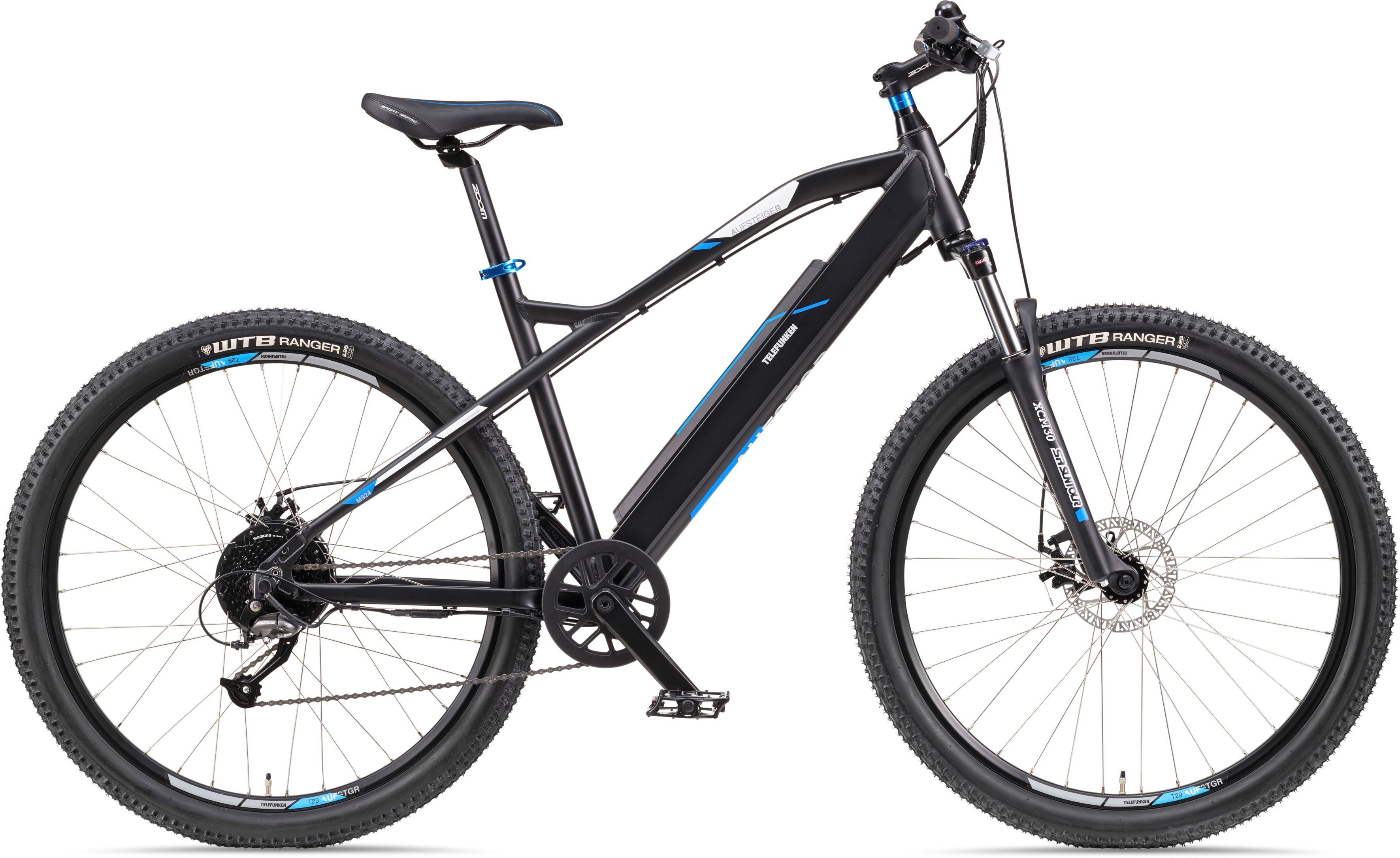 Telefunken E-Bike M924, 9 Gang Shimano Altus Schaltwerk, Kettenschaltung, Heckmotor, 504 Wh Akku