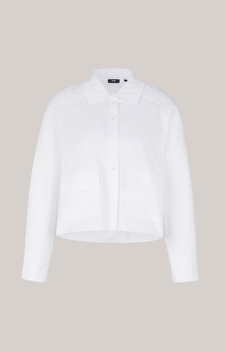 Baumwoll-Twill-Bluse in Weiß