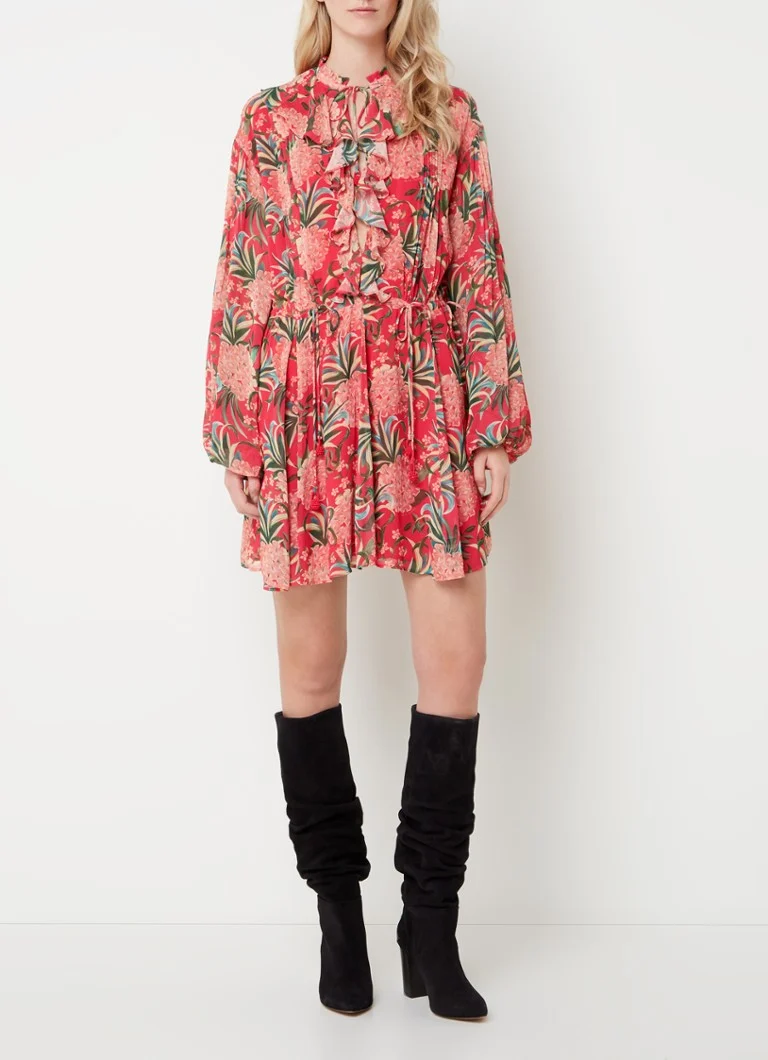 Vestido túnica con estampado floral de piñas y mangas abullonadas de Farm Rio