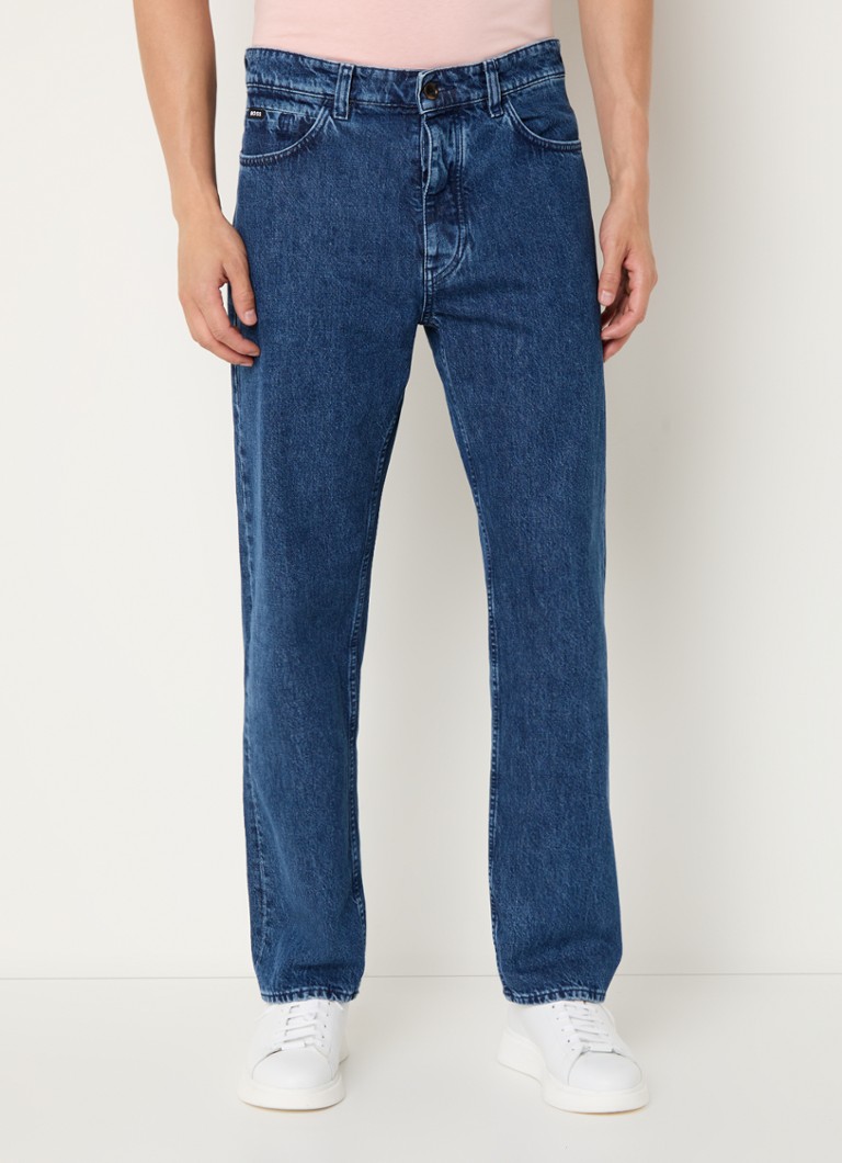 Calça jeans reta HUGO BOSS H-Akron com lavagem escura