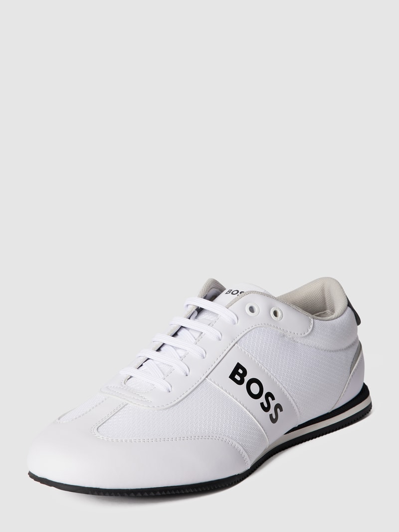 Sneaker mit Label-Print in metallic Modell 'Rusham' in weiß