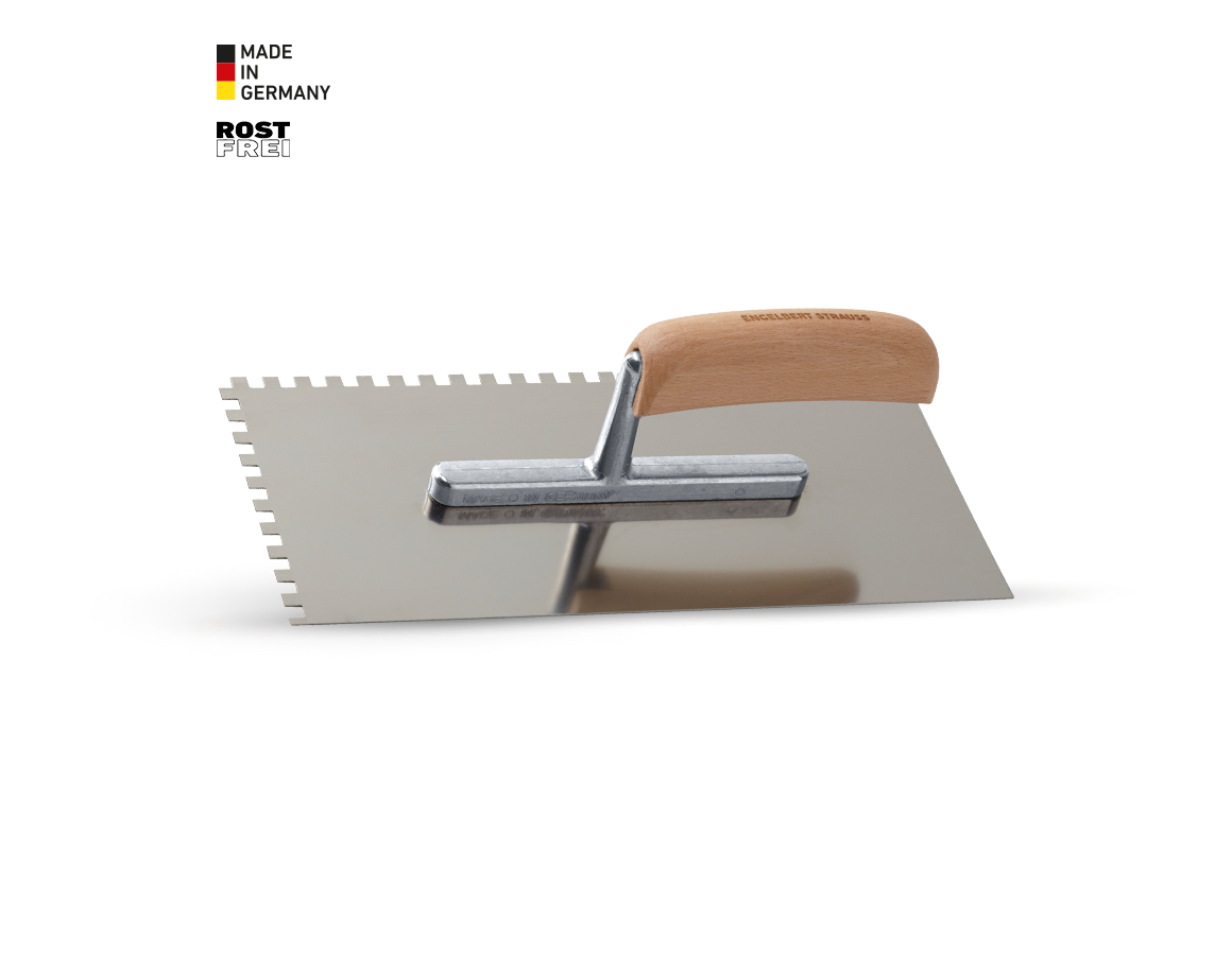 e.s. Glättekelle mit Zahnung, Edelstahl