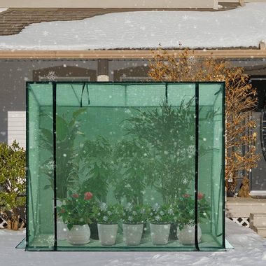Woltu Gewächshaus, PE halbtransparent 130 g/m² 200x77x146/169 cm Weiß