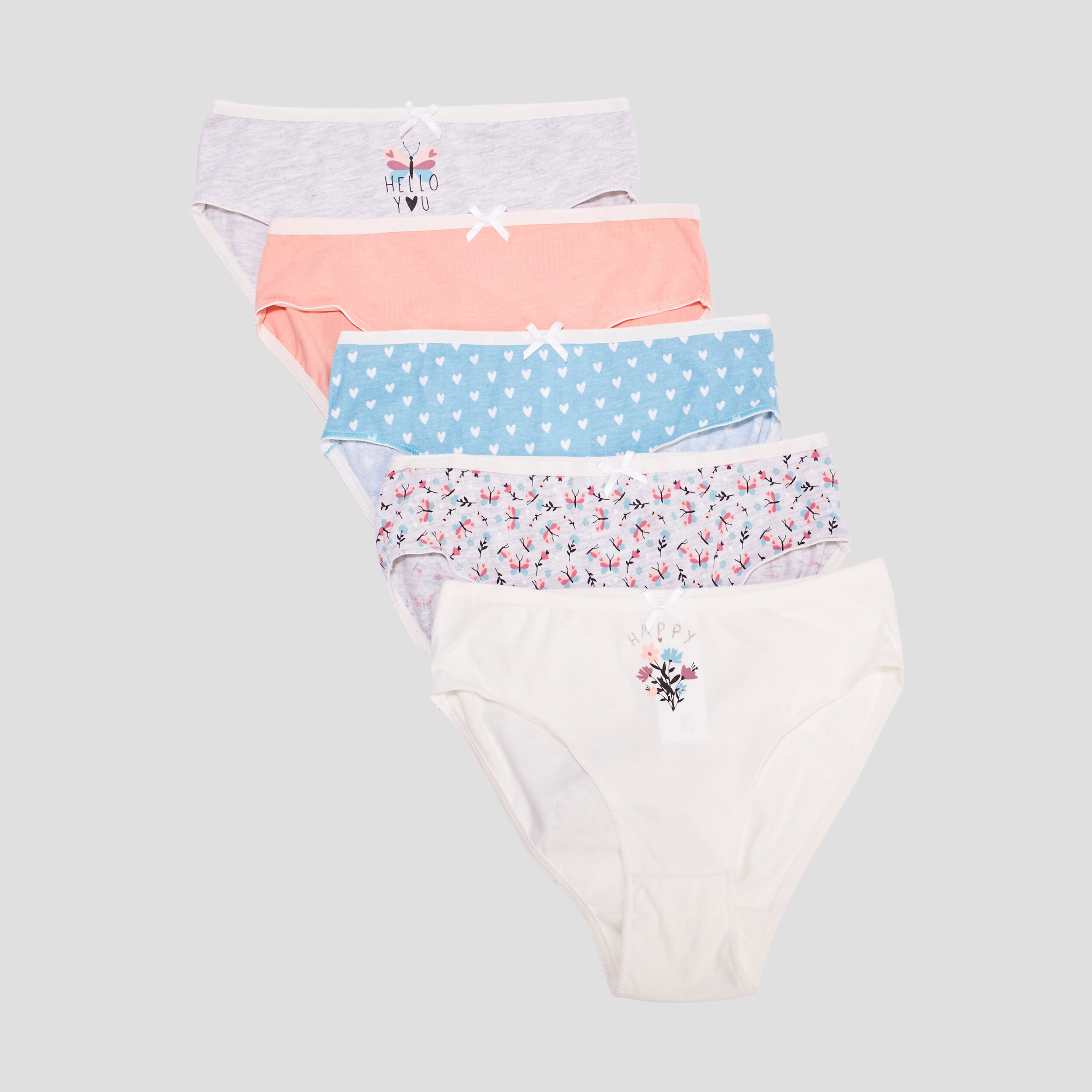 Lot 5 culottes coton gris clair fille | La Halle