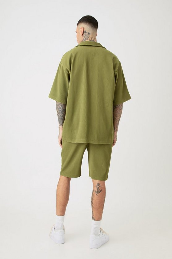 Tall Oversize Hemd & Shorts in Khaki