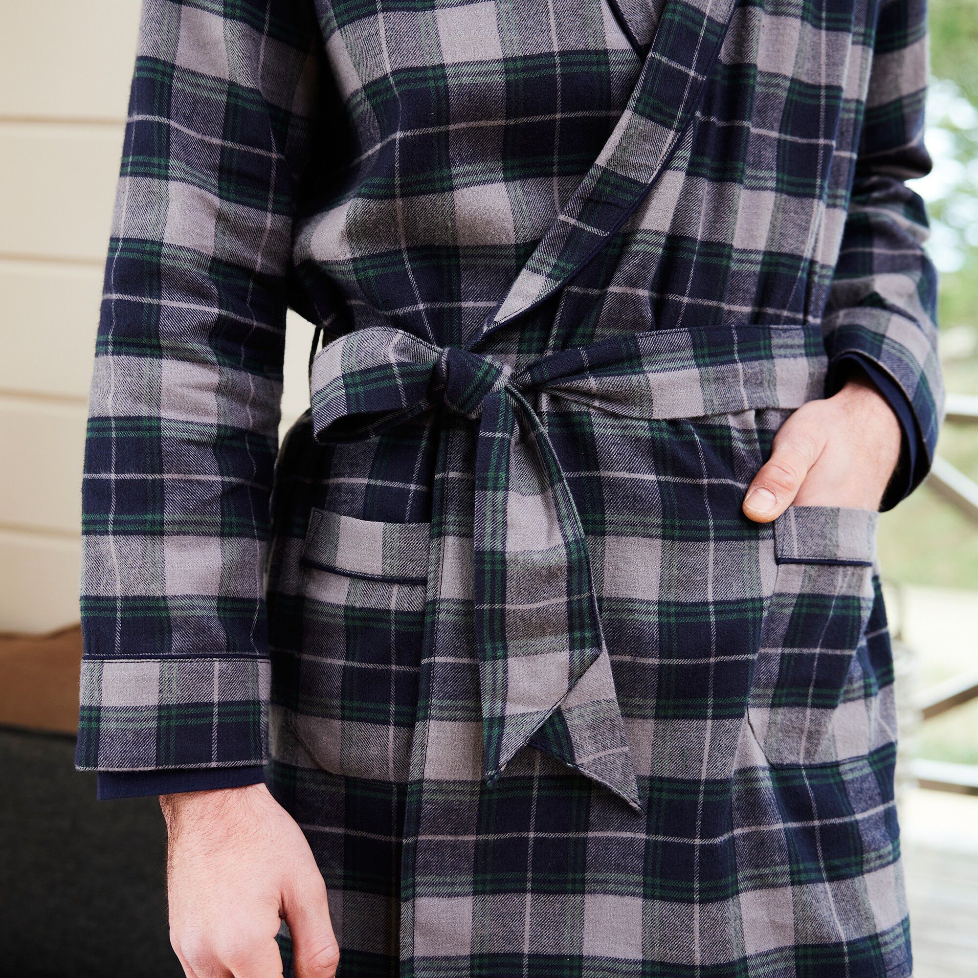Veste d'intérieur flanelle col châle