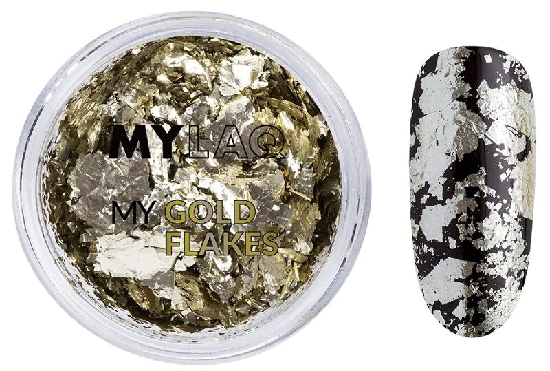 „Mylaq“ nagų pudra „My Gold Flakes“ 0,