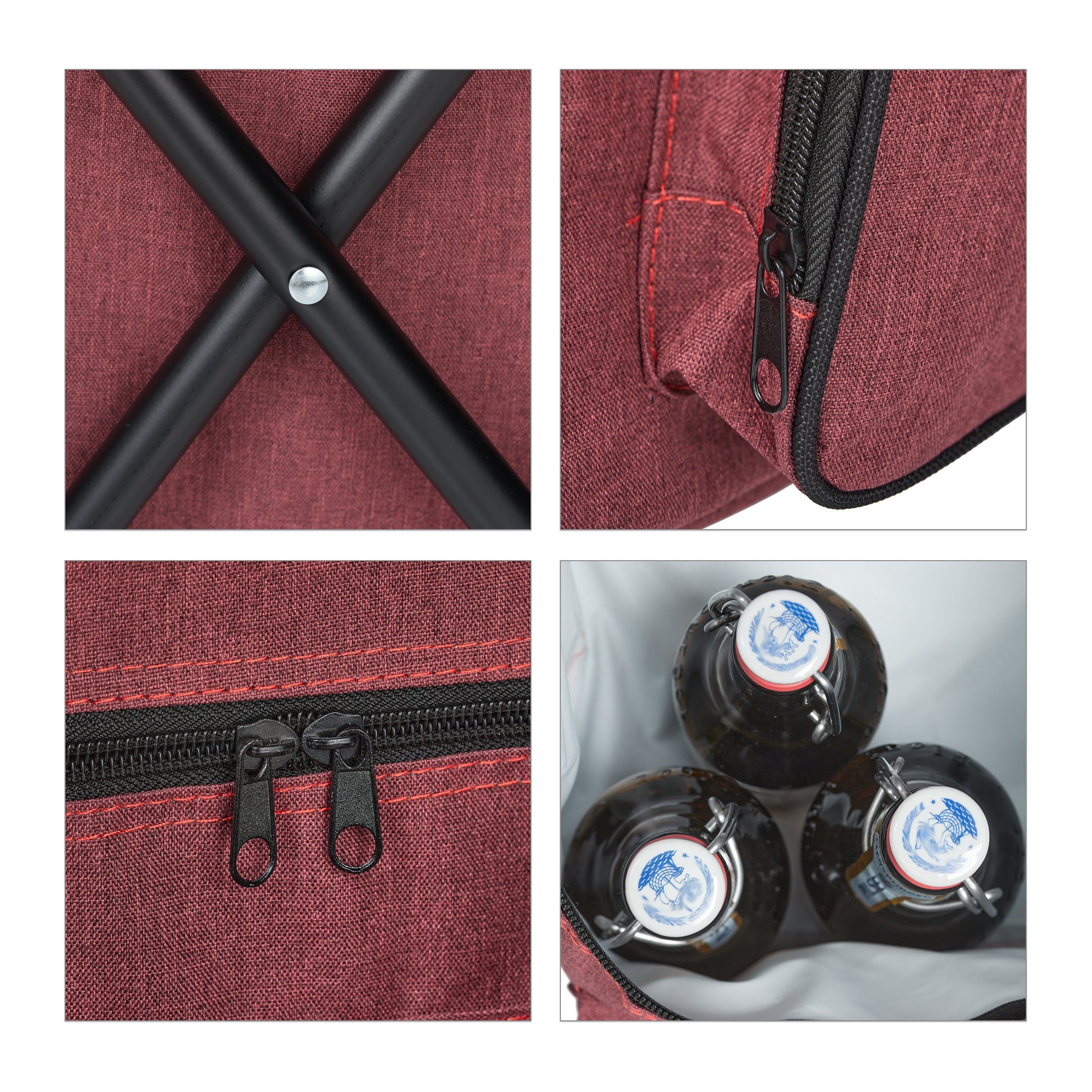 relaxdays Campinghocker Roter Campinghocker mit Lehne