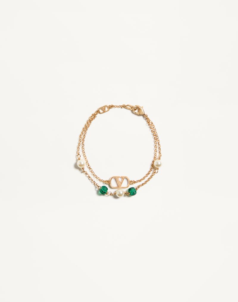 VLogo Signature Armbånd i Metal, Perler og Rillet Glas