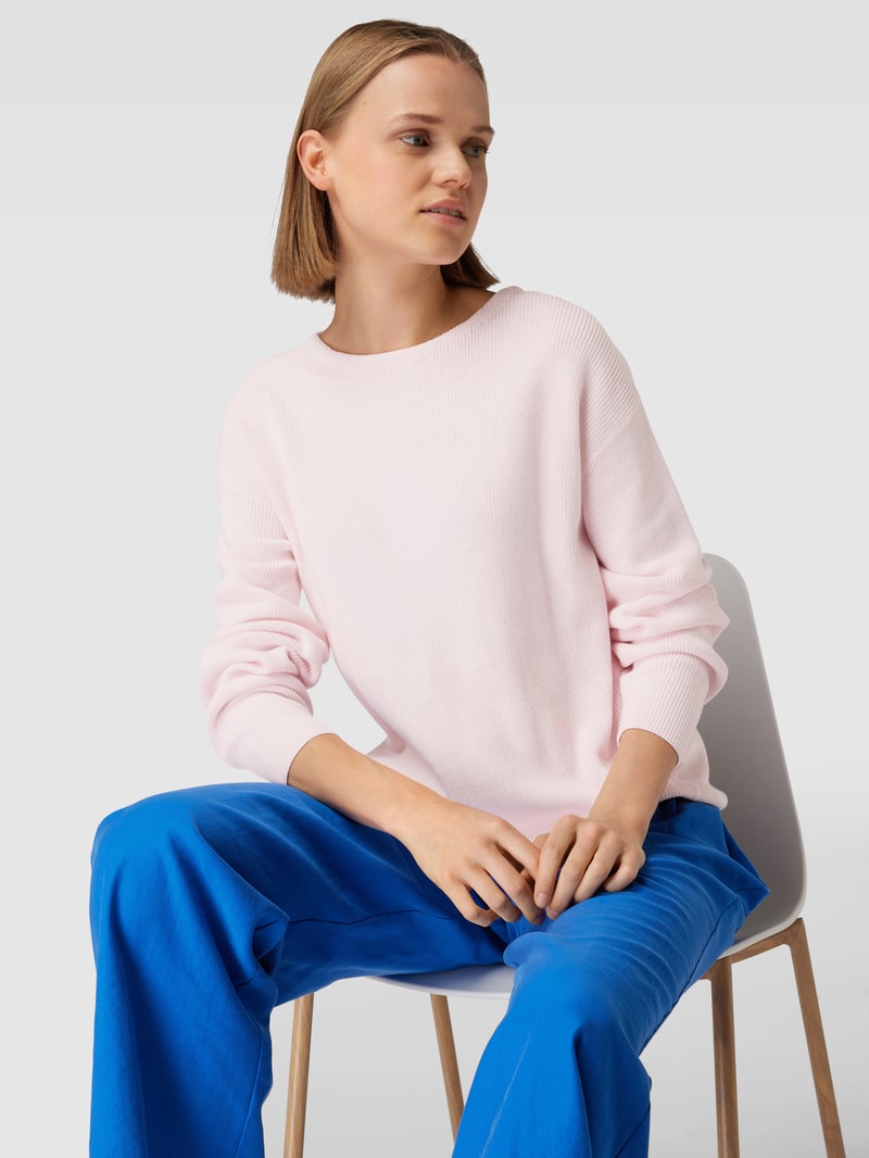 Strickpullover mit Rundhalsausschnitt in hellrosa