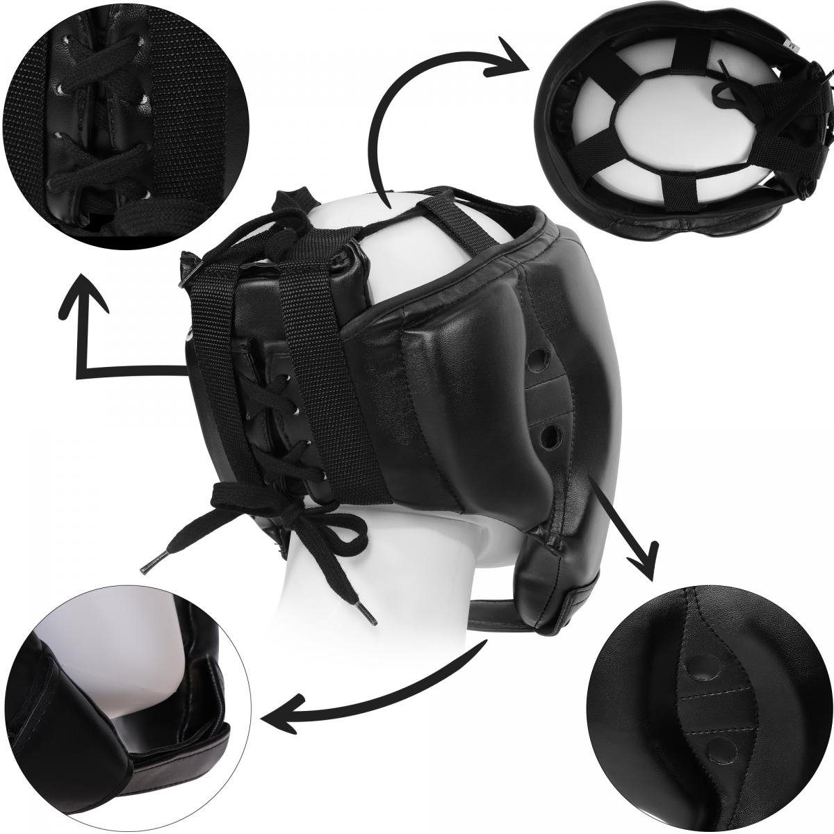 GORILLA SPORTS Kopfschutz Kopfschutz S - mit Klettverschluss und Schnürung, Kunstleder, Boxhelm (1-tlg)