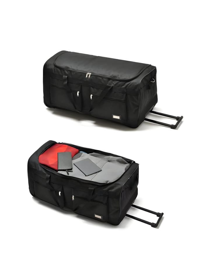 Cheffinger Gepäcktasche 3 Rollen Handgepäck Reisetasche Reisegepäck in Schwarz günstig kaufen