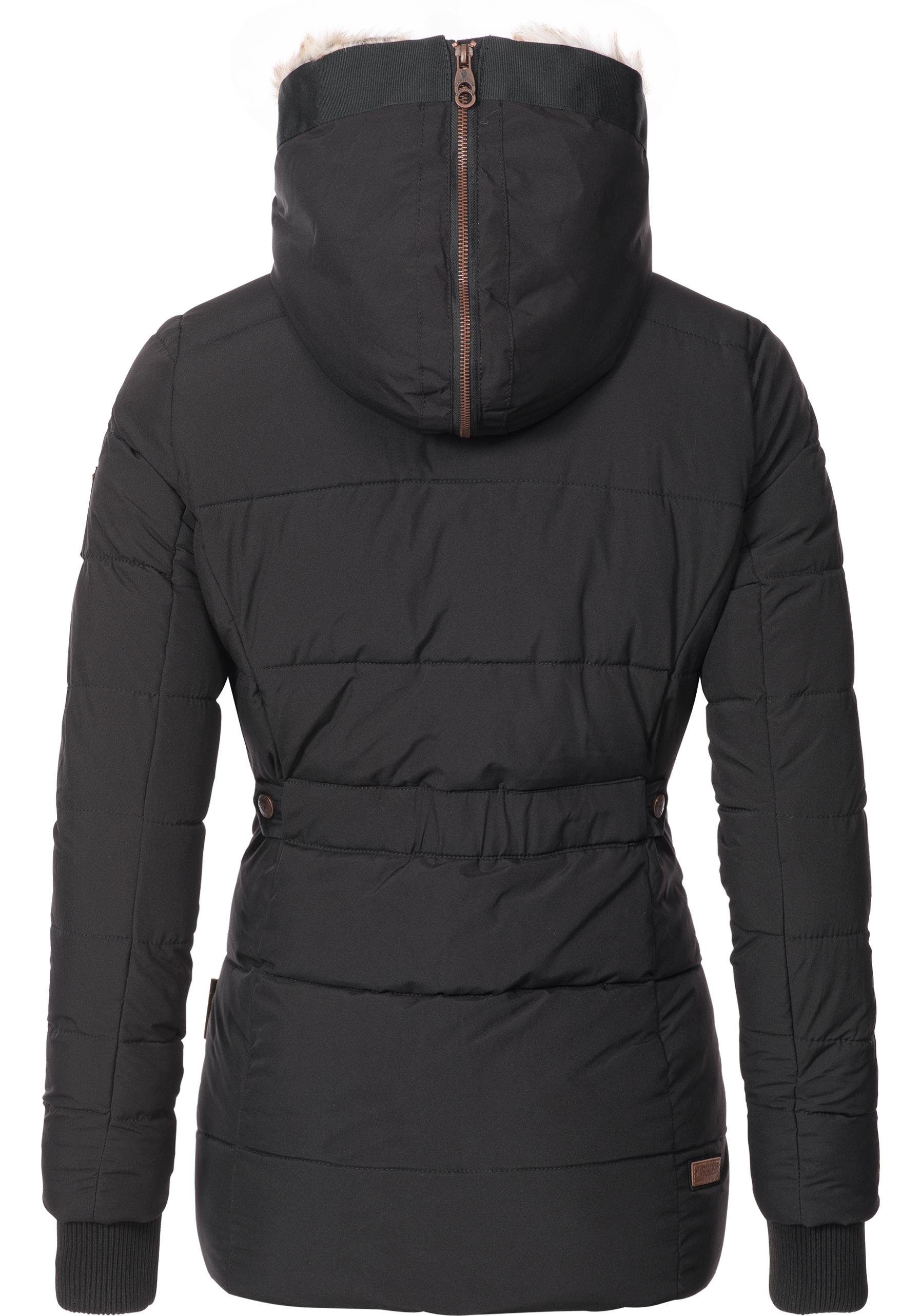 Marikoo Winterjacke Nekoo stylische Damen Steppjacke mit großer Kapuze